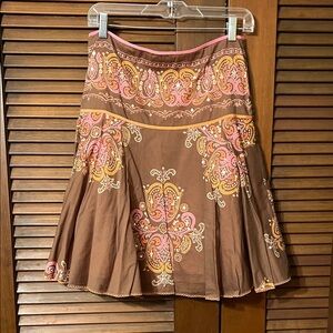 The Limited Brown Orange and Pink A-Line Skirt